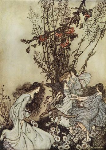 (RACKHAM, ARTHUR.) Barrie, J. M. Piter Pan: Douze Réproductions en Couleur des Originaux de A. Rackham.